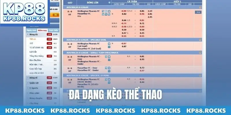 Đa dạng kèo thể thao
