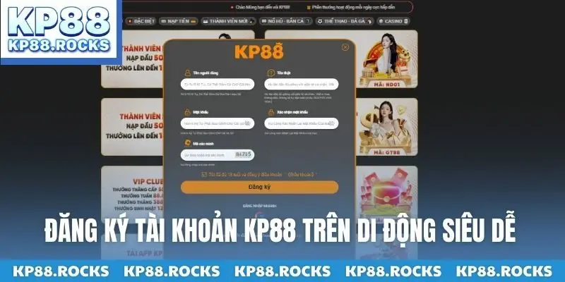 Đăng ký tài khoản KP88 trên di động siêu dễ