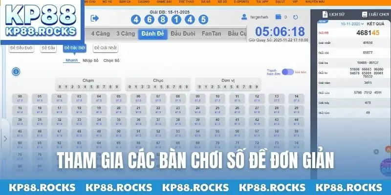 Tham gia các bàn chơi số đề đơn giản
