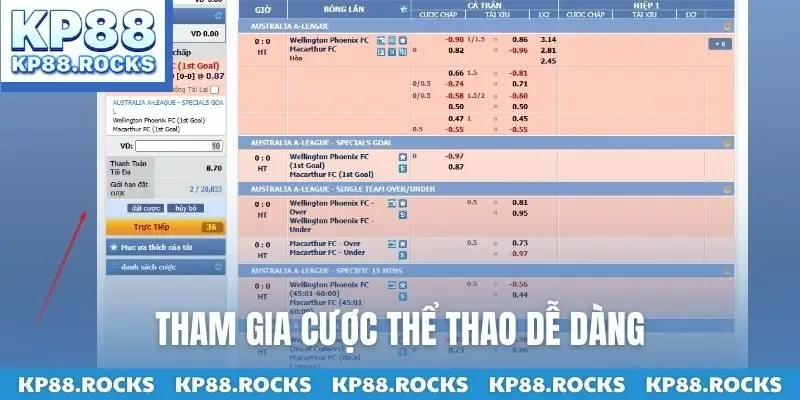 Tham gia cược thể thao dễ dàng